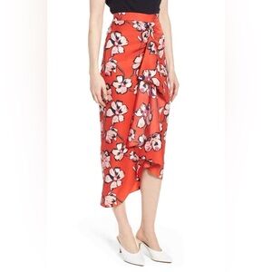 Lewit Red Floral Midi Skirt